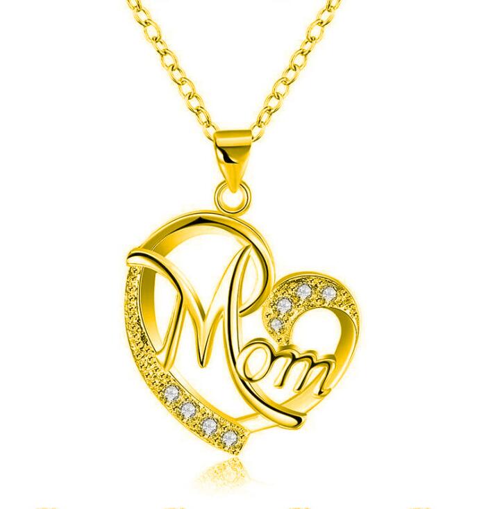 European And American Women's Necklaces Mom Color Separation Heart-shaped Diamonds Wish Explosive Mother' Day Gifts Across The Border